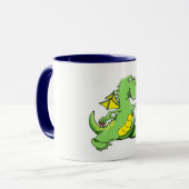 Cartoon groene draak op zijn achterpoten mok (Voorkant links)