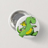 Cartoon groene draak op zijn achterpoten ronde button 3,2 cm (Voorkant /achterkant)