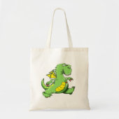 Cartoon groene draak op zijn achterpoten tote bag (Voorkant)