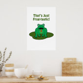 Cartoon groene kikker Dat is gewoon kikker-tastisc Poster (Keuken)