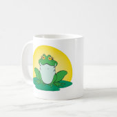 Cartoon groene kikker op lantaarnpad koffiemok (Voorkant links)