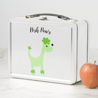 Cartoon groene poedel Posh Paws Metal Lunch Box
