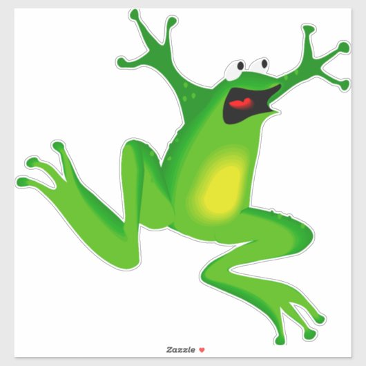 Cartoon groene springkikker op sticker (Vel)