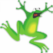 Cartoon groene springkikker op sticker (Voorkant)