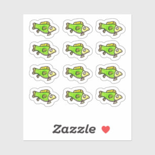 Cartoon Groene Vis Op Maat Gemaakte Vinyl Stickers
