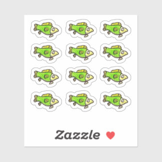 Cartoon Groene Vis Op Maat Gemaakte Vinyl Stickers