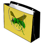 Cartoon, groene wesp en wesp van limoen groot cadeauzakje (Achterkant Gekanteld)