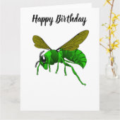 Cartoon, groene wesp en wesp van limoen kaart (Gele Bloem)