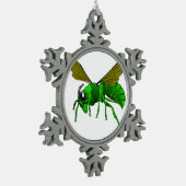 Cartoon, groene wesp en wesp van limoen tin sneeuwvlok ornament (Links)
