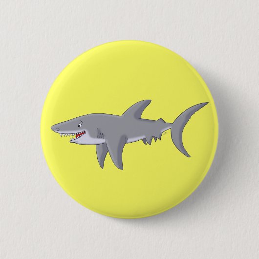 Cartoon Grote witte haai Ronde Button 5,7 Cm (Voorkant)