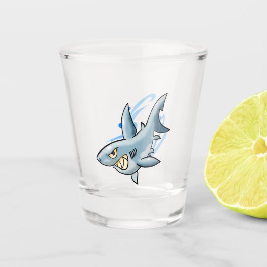 Cartoon Grote witte haai Shot Glas (Voorkant)