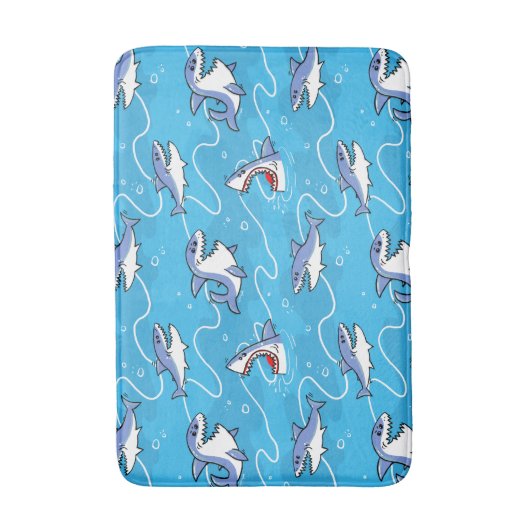 Cartoon Grote witte haaien Badmat (Voorkant Verticaal)