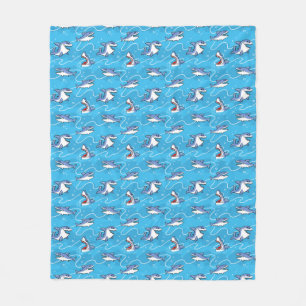 Cartoon Grote witte haaien Fleece Deken