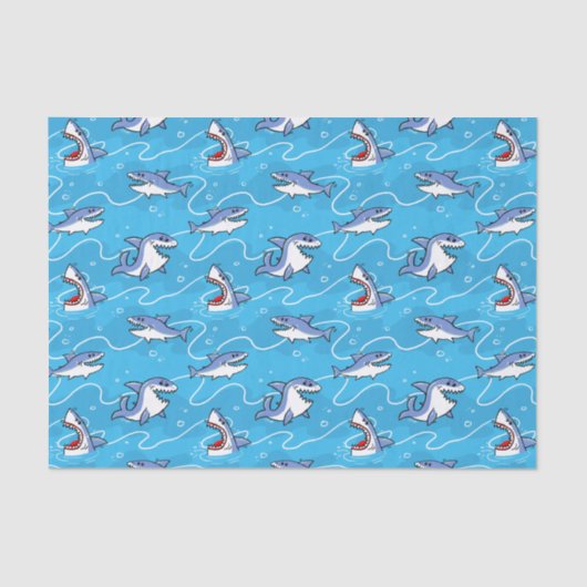 Cartoon Grote witte haaien Tissuepapier (Voorkant)
