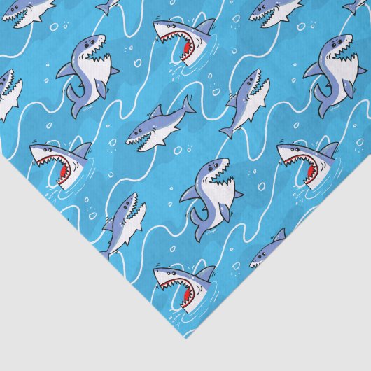 Cartoon Grote witte haaien Tissuepapier (Detail)