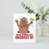 Cartoon Groundhog Briefkaart (Staand voorkant)