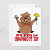 Cartoon Groundhog Briefkaart (Voorkant / Achterkant)