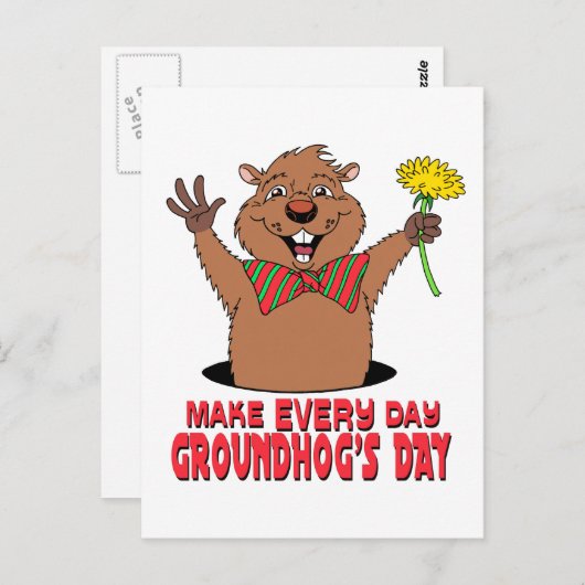 Cartoon Groundhog Briefkaart (Voorkant / Achterkant)
