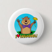 Cartoon Groundhog Ronde Button 5,7 Cm (Voorkant)