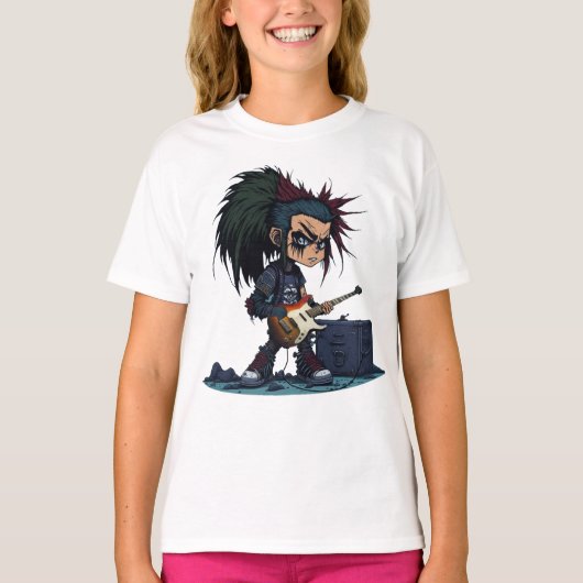 Cartoon Grunge Punk Rock en Roll Guitar Amp Cool T-shirt (Voorkant)
