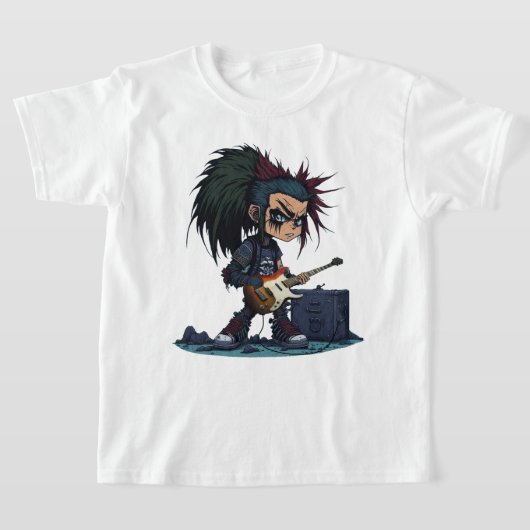Cartoon Grunge Punk Rock en Roll Guitar Amp Cool T-shirt (Laagn)