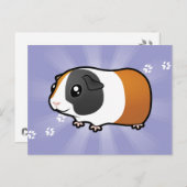 Cartoon Guinee Pig (glad haar) Briefkaart (Voorkant / Achterkant)