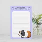 Cartoon Guinee Pig (glad haar) Briefpapier (Staand voorkant)