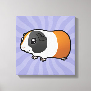 Cartoon Guinee Pig (glad haar) Canvas Afdruk