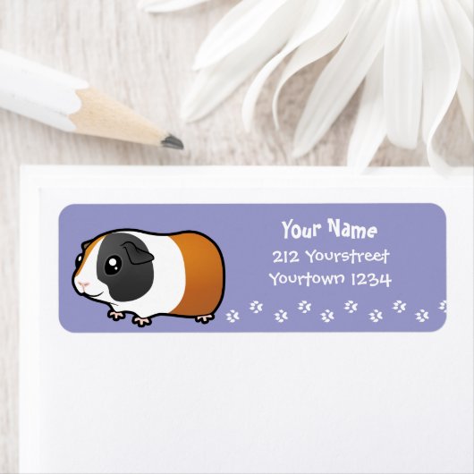 Cartoon Guinee Pig (glad haar) Etiket (Insitu)