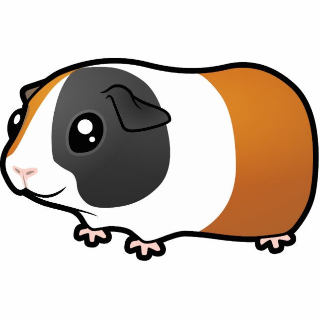 Cartoon Guinee Pig (glad haar) Fotobeeldje Magneet (Voorkant)