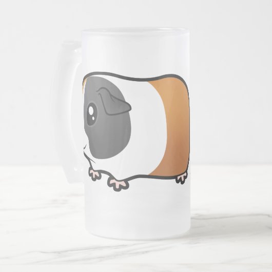 Cartoon Guinee Pig (glad haar) Matglas Bierpul (Voorkant links)