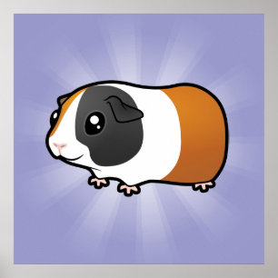 Cartoon Guinee Pig (glad haar) Poster