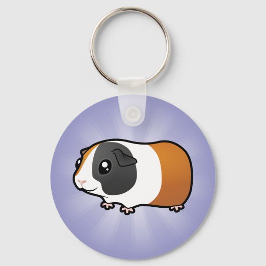 Cartoon Guinee Pig (glad haar) Sleutelhanger (Voorkant)