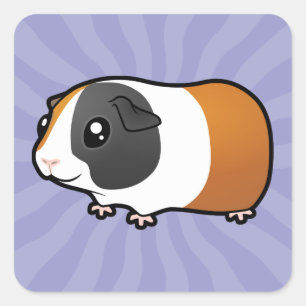 Cartoon Guinee Pig (glad haar) Vierkante Sticker