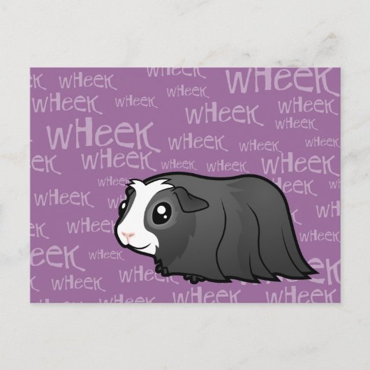 Cartoon Guinee Pig (lang haar) Briefkaart (Voorkant)