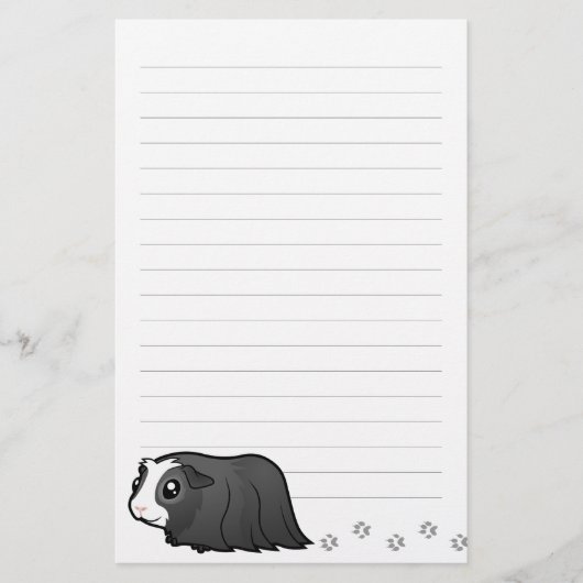 Cartoon Guinee Pig (lang haar) Briefpapier (Voorkant)