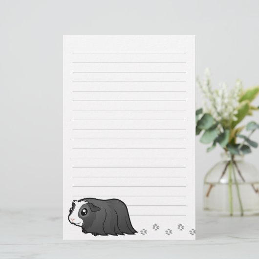 Cartoon Guinee Pig (lang haar) Briefpapier (Staand voorkant)