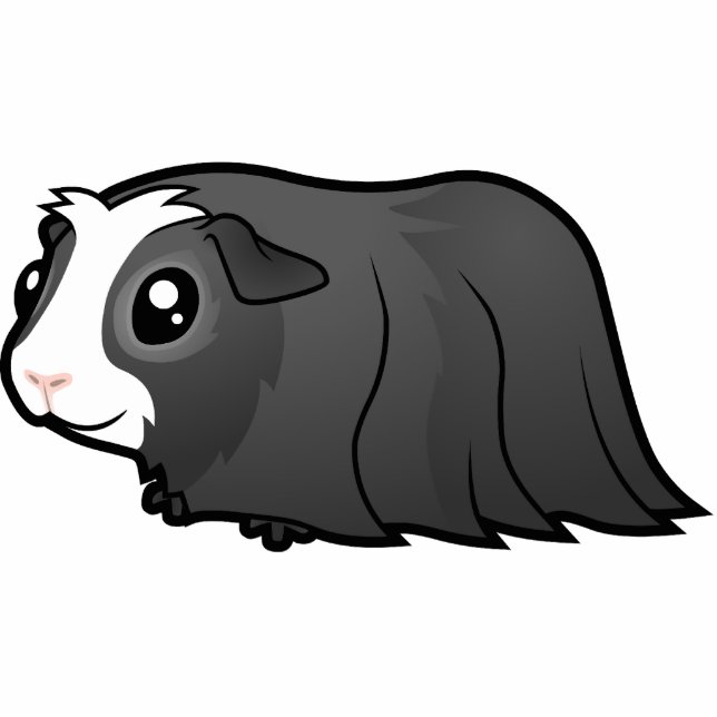 Cartoon Guinee Pig (lang haar) Fotobeeldje Magneet (Voorkant)