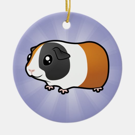 Cartoon Guinee Pig (voeg je eigen bericht toe) Keramisch Ornament (Voorkant)