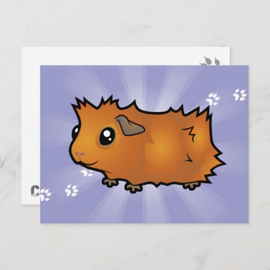 Cartoon Guinee Pig (wassend) Briefkaart (Voorkant / Achterkant)