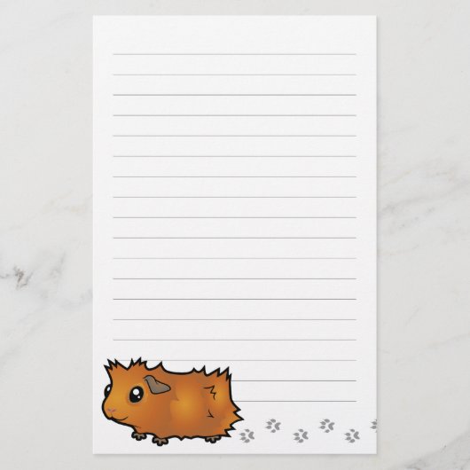 Cartoon Guinee Pig (wassend) Briefpapier (Voorkant)