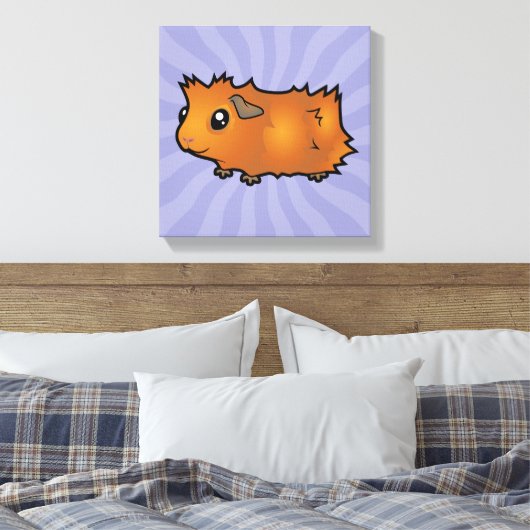 Cartoon Guinee Pig (wassend) Canvas Afdruk (Insitu (Slaapkamer))