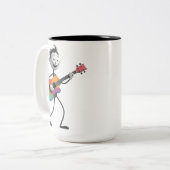 Cartoon Guitarist Mug Tweekleurige Koffiemok (Voorkant links)