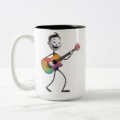 Cartoon Guitarist Mug Tweekleurige Koffiemok (Links)
