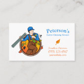 Cartoon Gutter Cleaning Service Guy Visitekaartje (Voorkant)