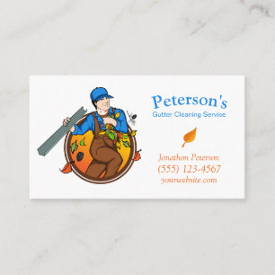 Cartoon Gutter Cleaning Service Guy Visitekaartje