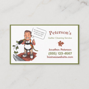 Cartoon Gutter Cleaning Service Guy Visitekaartje