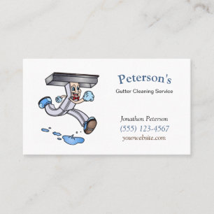Cartoon Gutter Cleaning Service Guy Visitekaartje