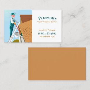 Cartoon Gutter Cleaning Service Guy Visitekaartje