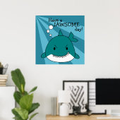 Cartoon Haai Jawsome Dag Poster (Thuiskantoor)